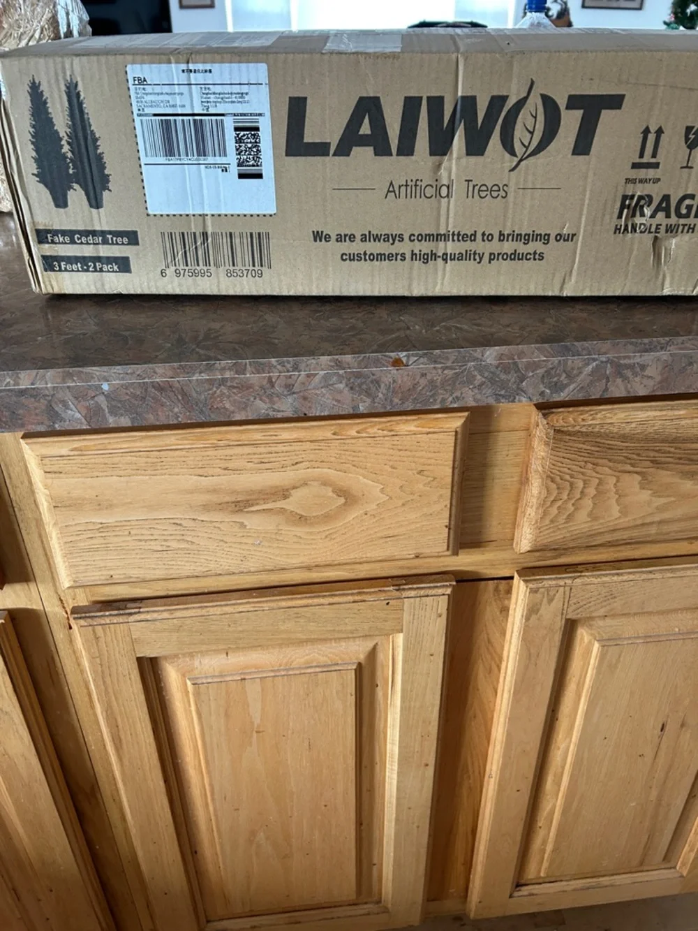 Laiwot Artificial Cedar Trees- 3 Feet Tall-2 Pack